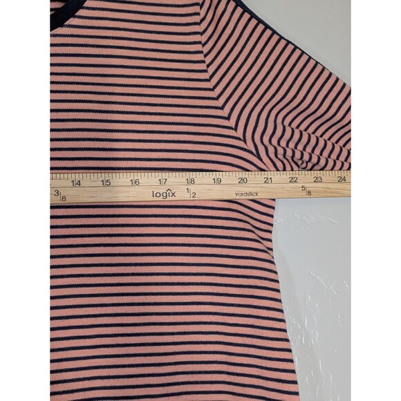 Blair Women's Blue Pink Asymmetrical Hem Striped 3/4 Sleeve Tshirt Size Medium - Picture 8 of 8